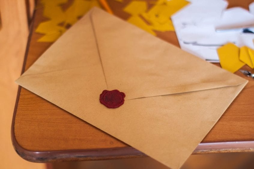envelope on table